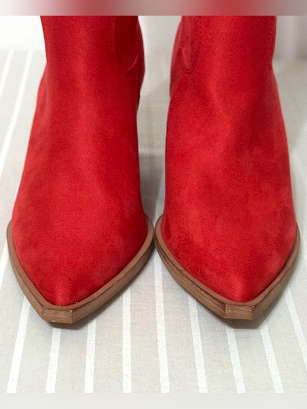 VICI Arnell Western Cowgirl Boots Suede Laser Cut Red Women’s Size 8.5 - Picture 7 of 16